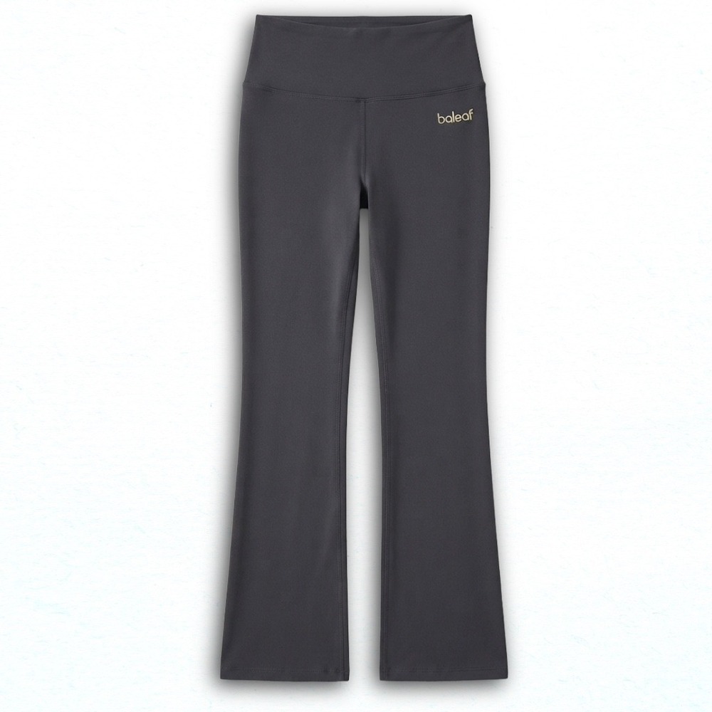 Baleaf Womens High Waisted Flare Yoga Pants Charcoal Gray Back Pockets Size L